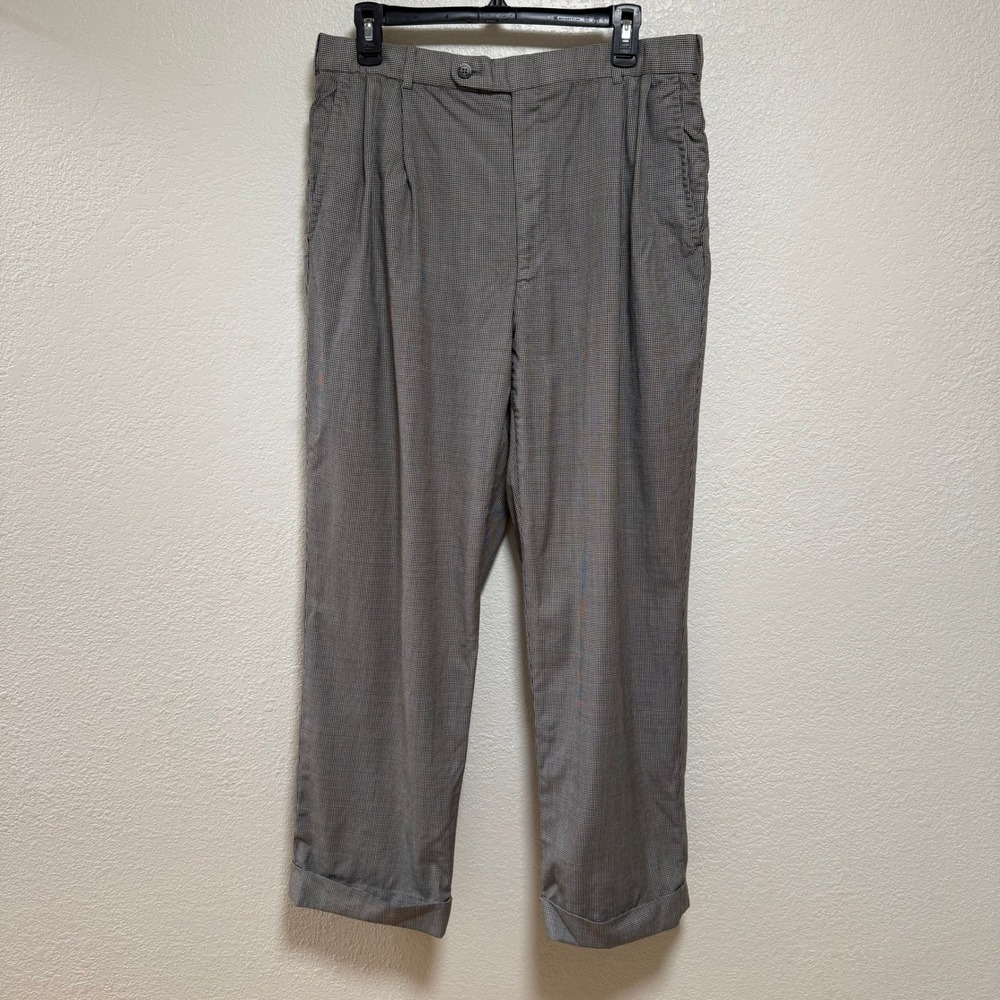 Neiman Marcus Italy Tasmanian‎ 120s Tailored Pleated Cuffed Pants Men 33x28